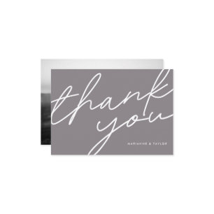 Carte De Remerciements Calligraphie moderne Dark Taupe Mariage Photo