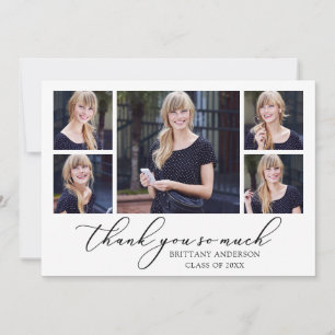 Carte De Remerciements Calligraphie moderne Encre Script 5 Photos Graduat