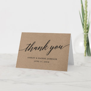 Carte De Remerciements Calligraphie moderne Kraft Mariage Note