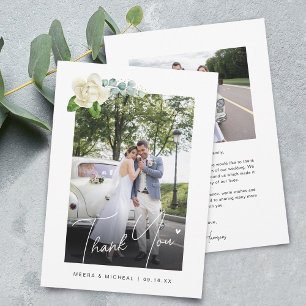 Carte De Remerciements Calligraphie moderne Magnolia Photos Mariage