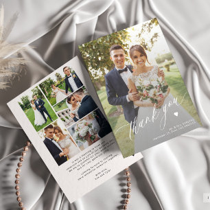 Carte De Remerciements Calligraphie moderne mariage 6 photo collage