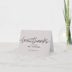 Carte De Remerciements Calligraphie Moderne Mariage plié