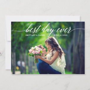 Carte De Remerciements Calligraphie moderne Meilleur Jour Jamais Mariage