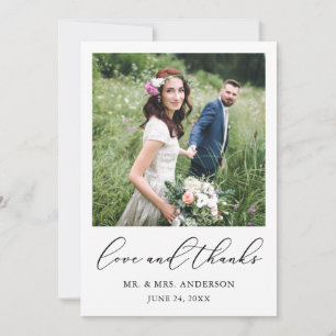 Carte De Remerciements Calligraphie Moderne Minimaliste Photo Mariage Amo