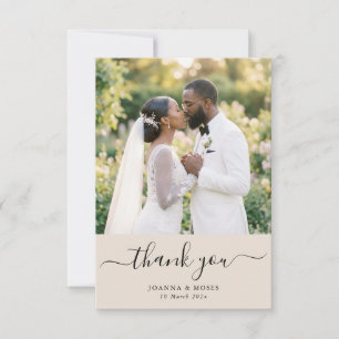 Carte De Remerciements Calligraphie Moderne Photo Mariage