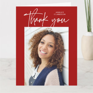 Carte De Remerciements Calligraphie Moderne Rouge Photo Remerciements de