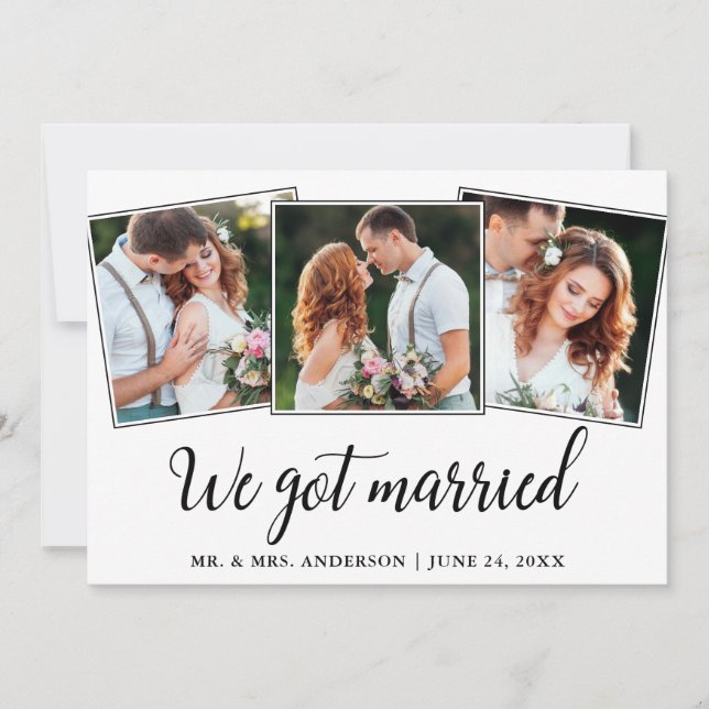 Carte De Remerciements Calligraphie Nous Nous Sommes Mariés 3 Photo Maria (Devant)