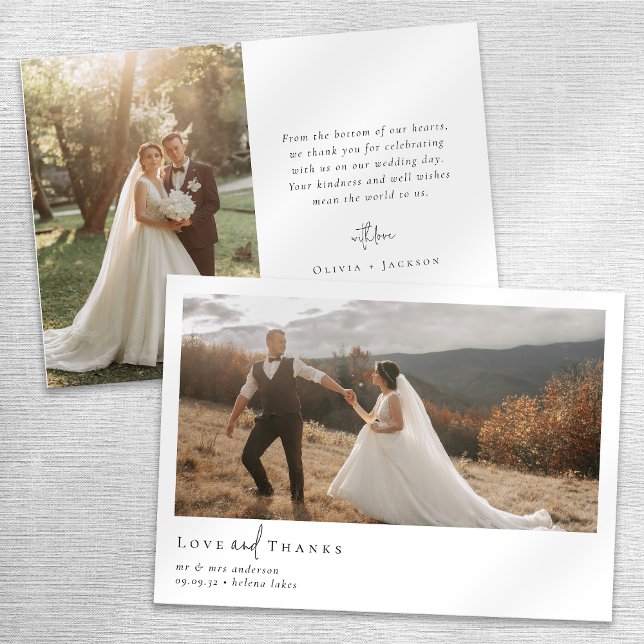 Carte De Remerciements Calligraphie romantique Script Mariage photo (Créateur téléchargé)