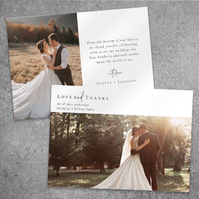 Carte De Remerciements Calligraphie romantique Script Mariage photo (Créateur téléchargé)