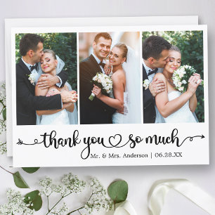 Carte De Remerciements Calligraphie Script Heart 3 Mariage photo