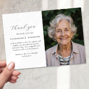 Carte De Remerciements Calligraphie Script Photo Sympathy Funeral Memoria
