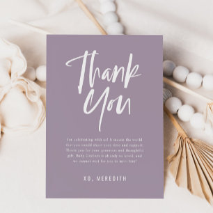 Carte De Remerciements Calligraphie simple Baby shower neutre entre les s
