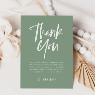 Carte De Remerciements Calligraphie simple Baby shower neutre entre les s