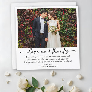 Carte De Remerciements Calligraphie Stylo encre Script Mariage photo Carr