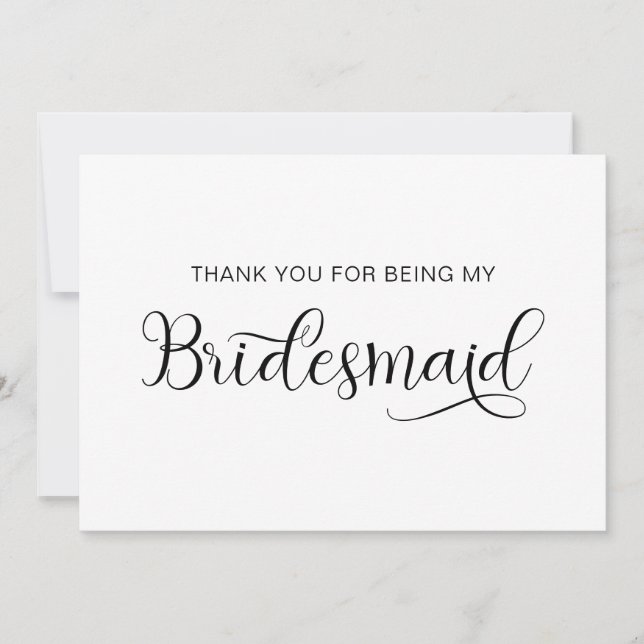 Carte De Remerciements Calligraphie tendance Heart Swash Bridesmaid (Devant)