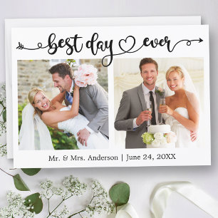 Carte De Remerciements Calligraphy Heart Best Day Ever 2 Mariage photo