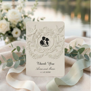 Carte De Remerciements Cameo en silhouette de relief faux embouti Mariage
