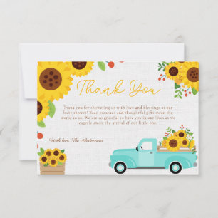 Carte De Remerciements Camion Baby shower de tournesol Automne