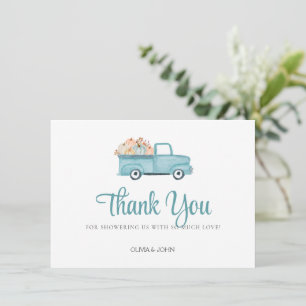 Carte De Remerciements Camion de citrouille bleue
