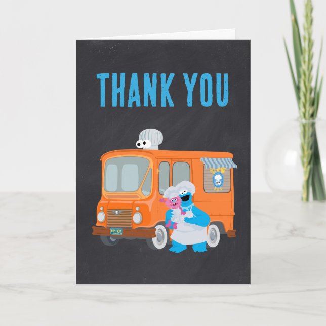 Carte De Remerciements Camion de nourriture Cookie Monster pour anniversa (Devant)
