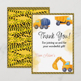 Carte De Remerciements Camions de construction Anniversaire