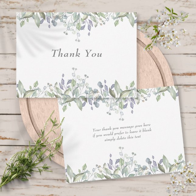 Carte De Remerciements Campagne de verdure de sauge et de lilas (Sage and Lilac Country Greenery Thank You Card)