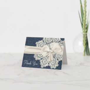 Carte De Remerciements Campagne Denim & Dentelle d'Ivoire Mariage Remerci