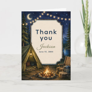 Carte De Remerciements Campfire Adventure Anniversaire de la forêt