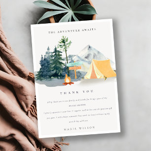 Carte De Remerciements Camping dans les bois de pin rustiques Mariage en 