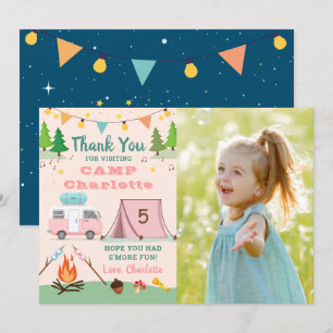 Carte De Remerciements Camping Filles Anniversaire Camp Party Photo