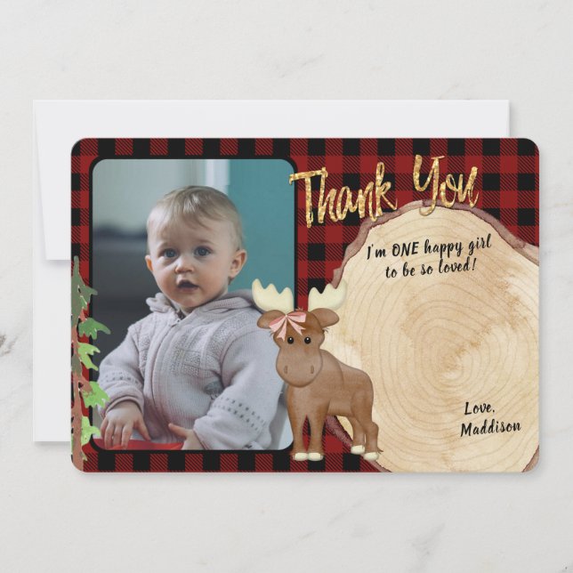 Carte De Remerciements Camping Plaid d'anniversaire avec une photo de tra (Devant)