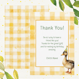 Carte De Remerciements Canard aquarelle avec fête d'anniversaire sarcelle