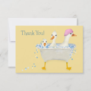 Carte De Remerciements Canards aquarelle fantaisistes dans la baignoire M