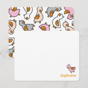 Carte De Remerciements Canards dessin animé rose ludique Canetons Bébé Fi