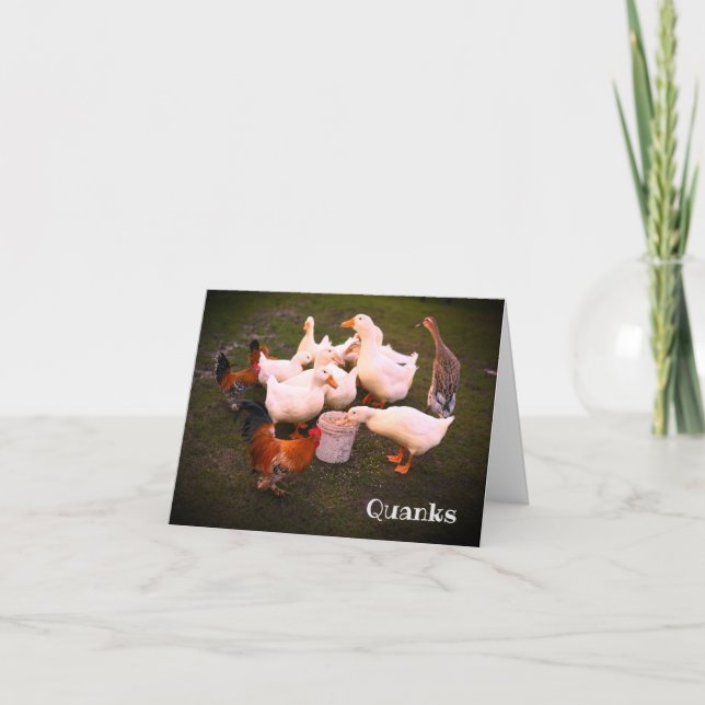 Carte De Remerciements Canards et poulets mangent amusants (Devant)
