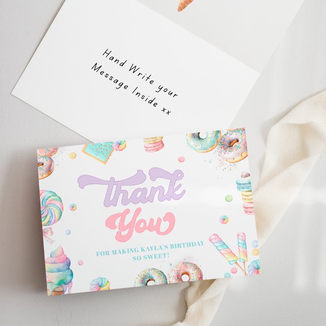 Carte De Remerciements Candy Sweet Shop Pastel Girls Anniversaire (Créateur téléchargé)