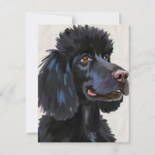 Carte De Remerciements Caniche noir   Peinture aquarelle animal de compag