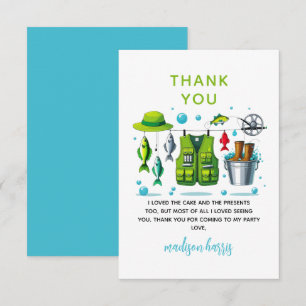 Carte De Remerciements Canne à pêche vintage "O-Fish-Ally One" 1er annive