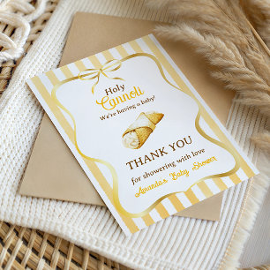 Carte De Remerciements Cannoli Bébé Faveur de Baby Shower au Ruban Jaune