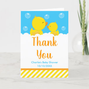 Carte De Remerciements Caoutchouc Baby shower jaune et bleu
