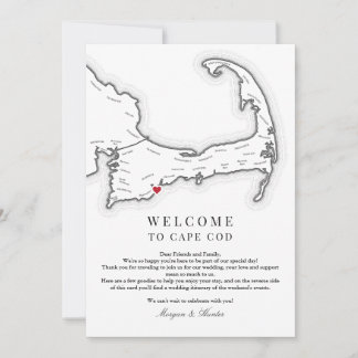 Carte De Remerciements Cape Cod Mariage lettre de bienvenue et Itinéraire