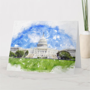 Carte De Remerciements Capitol américain à Washington DC Pastel Draw