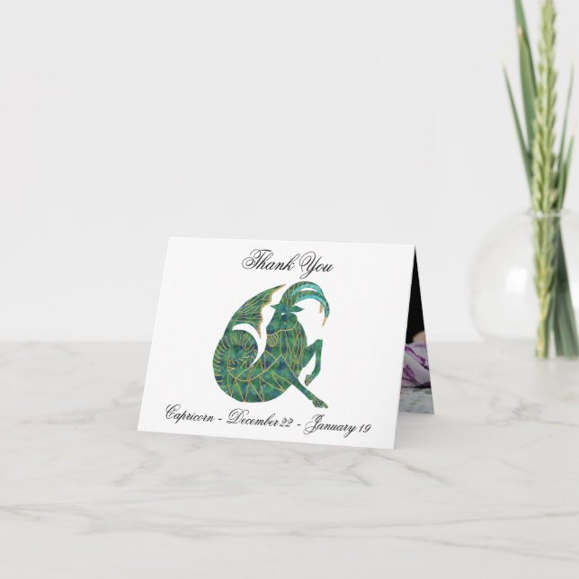 Carte De Remerciements Capricorne Impressionniste Peinture Style & Or (Devant)