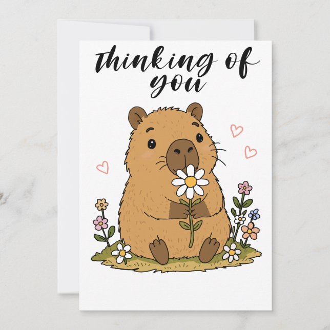 Carte De Remerciements Capybara Mignon  (Devant)