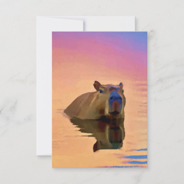 Carte De Remerciements Capybara Simplicité Lac Tranquil (Devant)