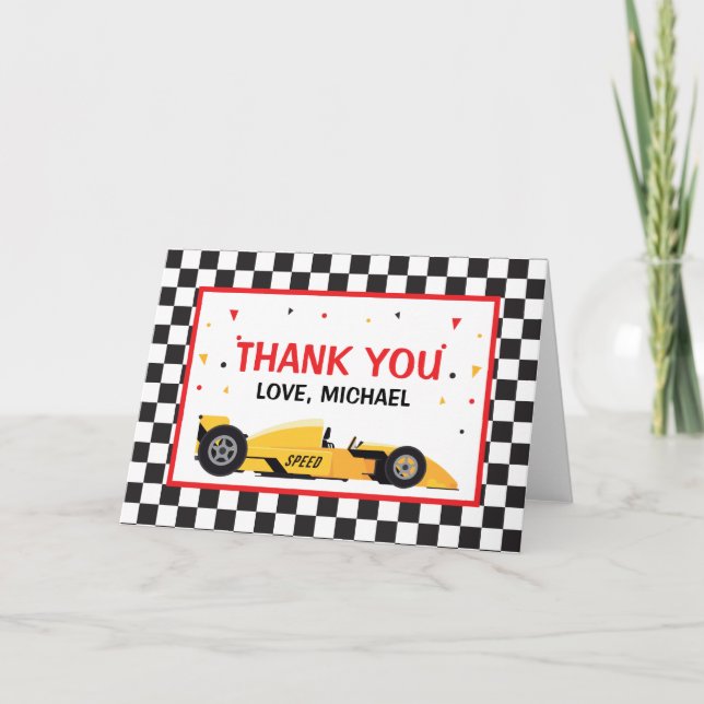 Carte De Remerciements Car Racing  Birthday Thank you card (Devant)