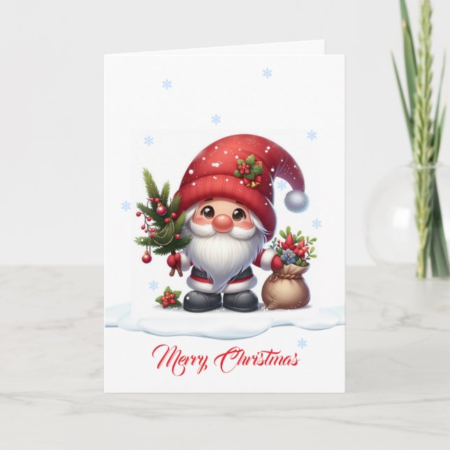 Carte De Remerciements Caractère de dessin du Père Noël Gnome (Devant)