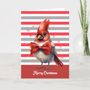 Carte De Remerciements Cardinal Christmas Card Red and White Stripes