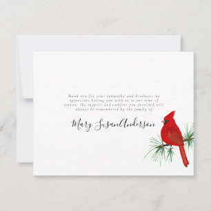 Carte De Remerciements Cardinal Funeral Thank You Note Card Red Bird