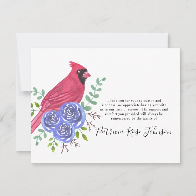 Carte De Remerciements Cardinal Red Bird Funeral Thank You Note Card (Devant)